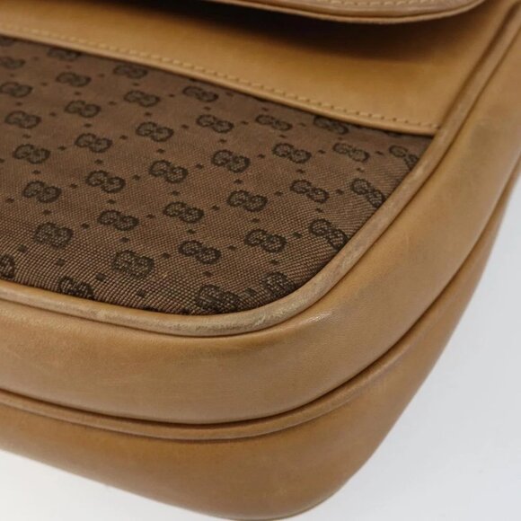 GUCCI Micro GG Canvas Shoulder Bag PVC Beige Gold - Picture 10 of 14